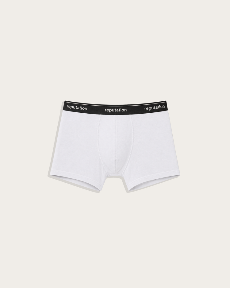 Reputation Signature Boxer Brief 01 in white, flat lay