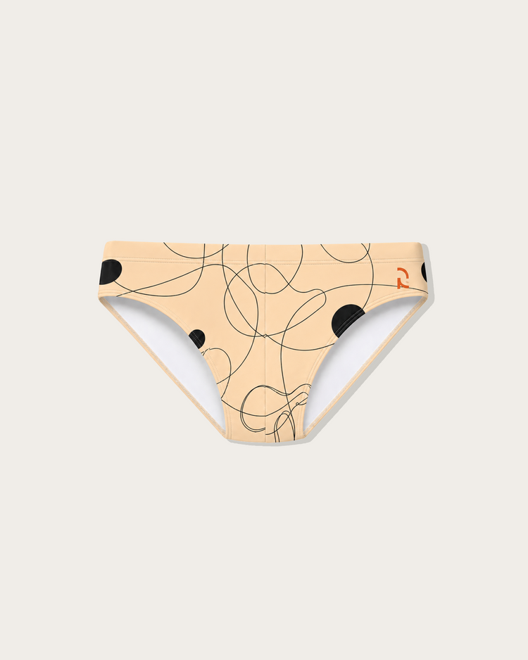 Reputation Signature Swim Brief 02 Drawing in yellow, flat lay